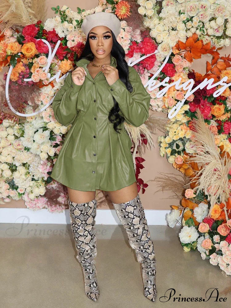 Buckle Belted Graceful Flare Leg Pants Green / M