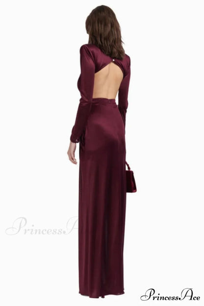 Buckle Detailed Stylish Draped Maxi Dress