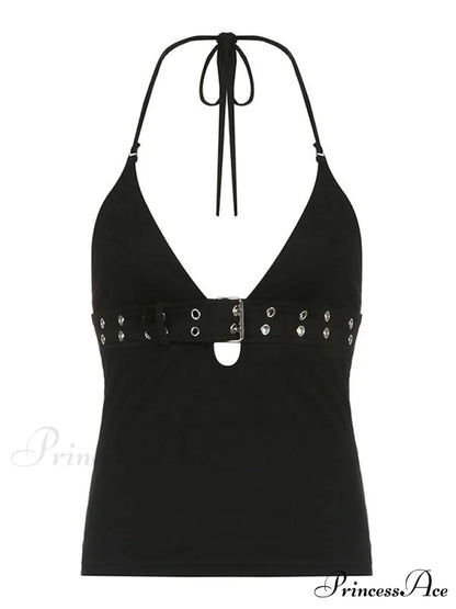 Buckle Strap Black Trendy Bodycon Mini Dress