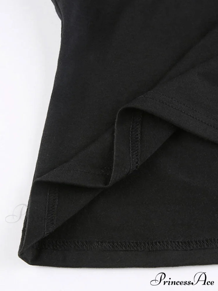 Buckle Strap Black Trendy Bodycon Mini Dress Black1 / L