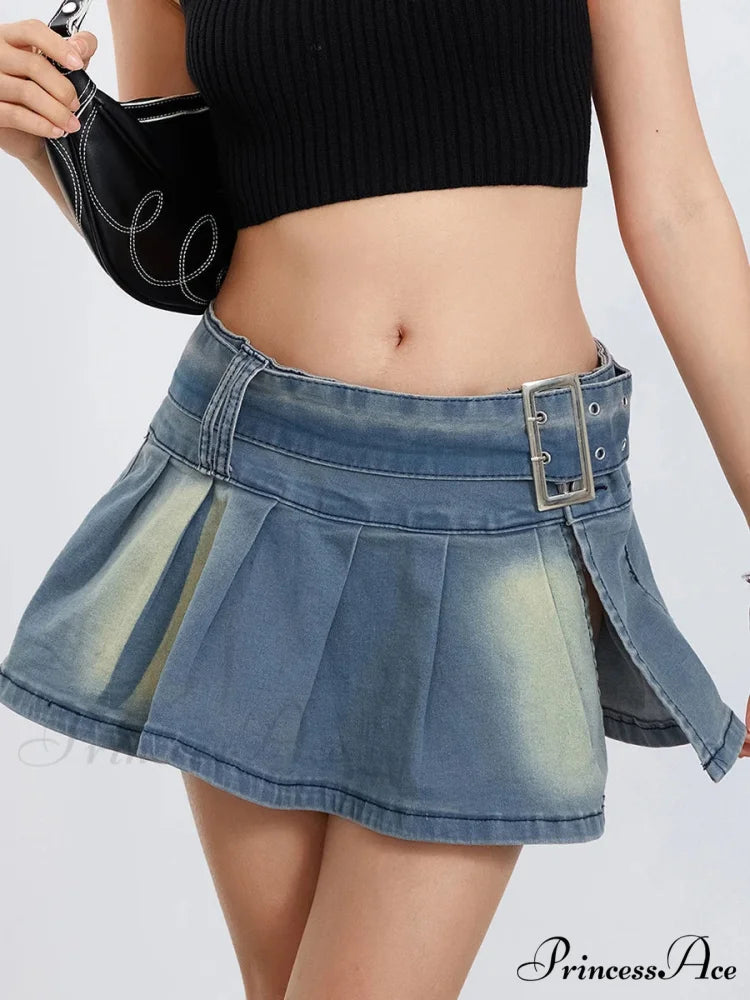 Buckled Folded A-Line Skirt skirts-250223