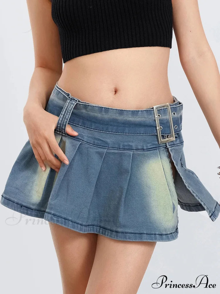 Buckled Folded A-Line Skirt skirts-250223