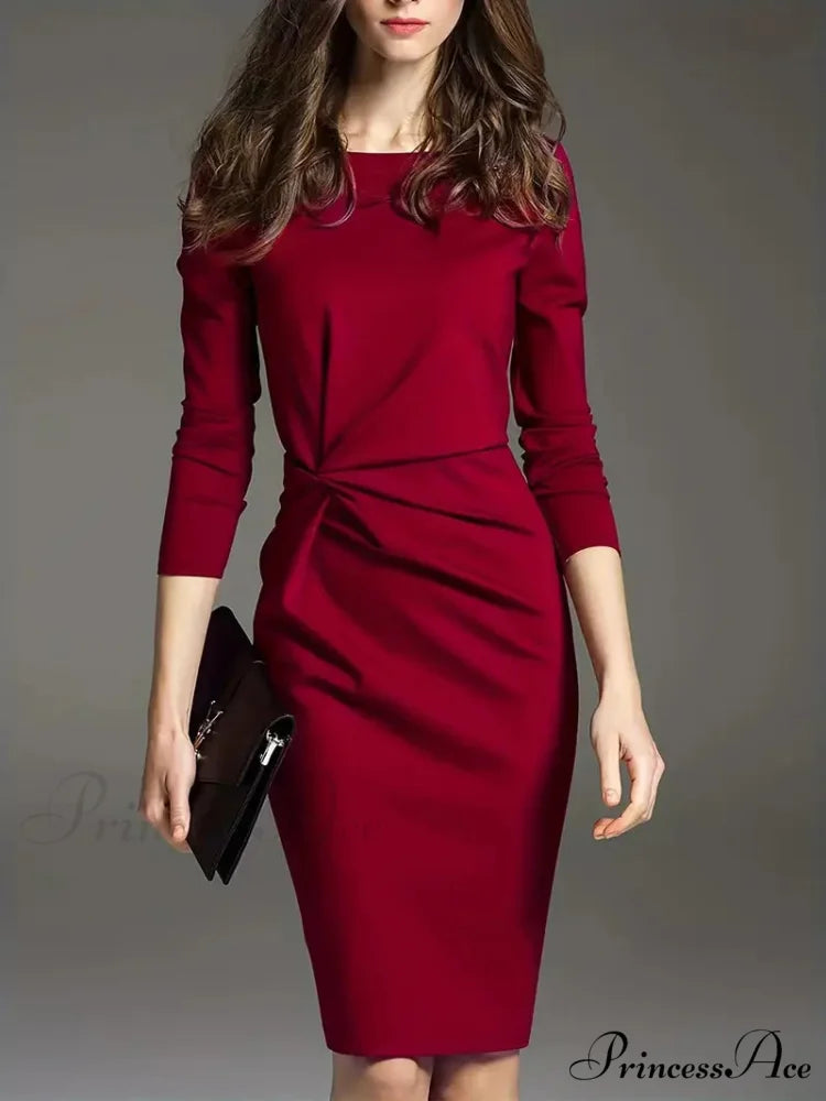 Burgundy Long Sleeve Bodycon Party Dress XS / Green