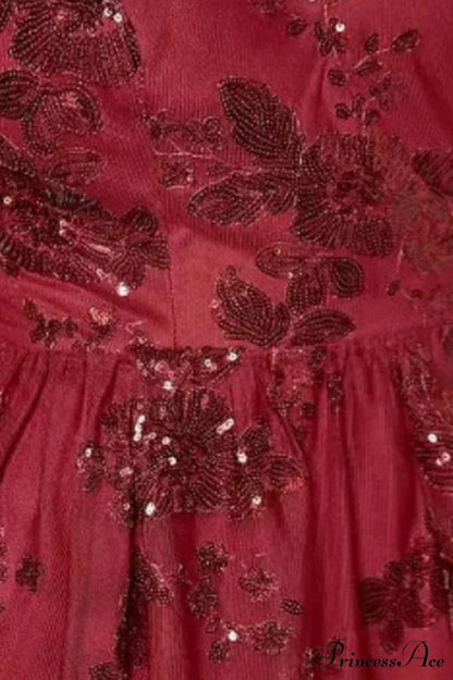 Burgundy Sequins Stylish Backless Mini Dress