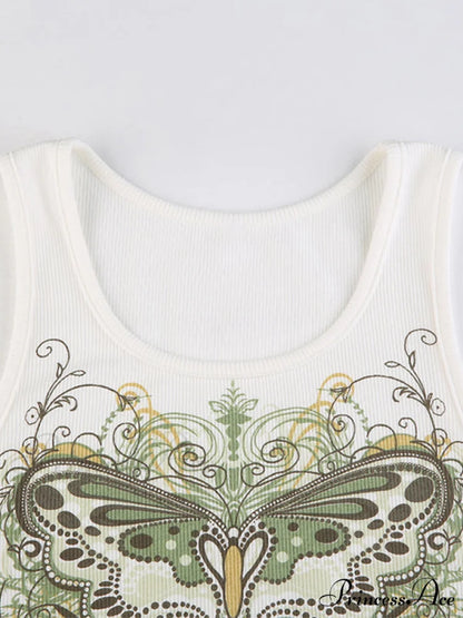 Butterfly Charm Graceful Silver Bandeau Top