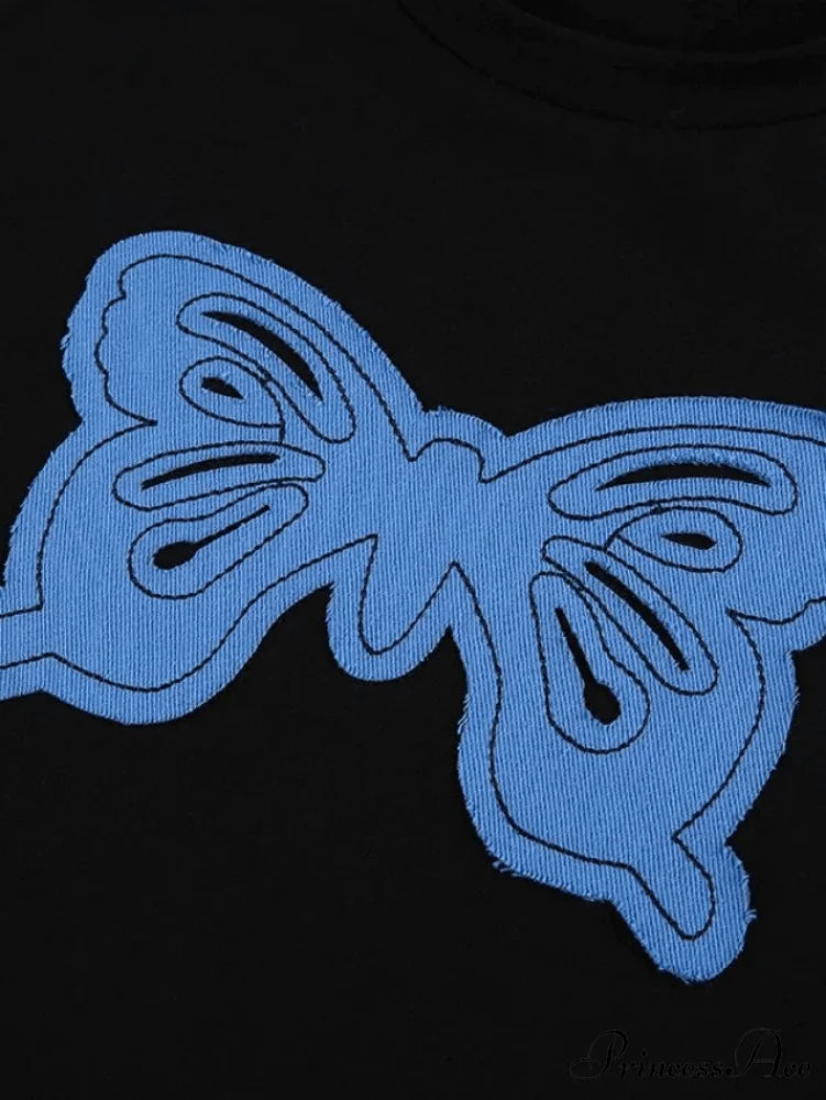 Butterfly Long Graceful Sleeve Ribbed Top