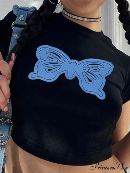 Butterfly Long Graceful Sleeve Ribbed Top
