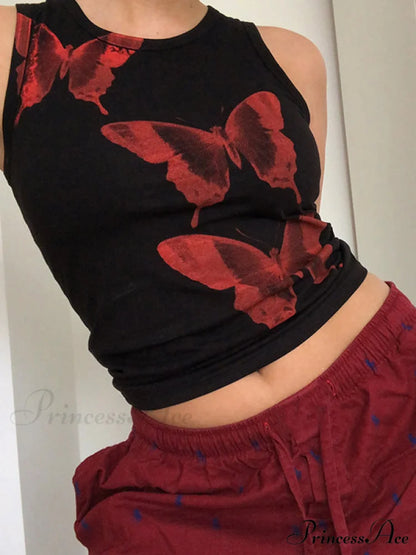 Butterfly Pendant Graceful Link Chain Necklace Black / S