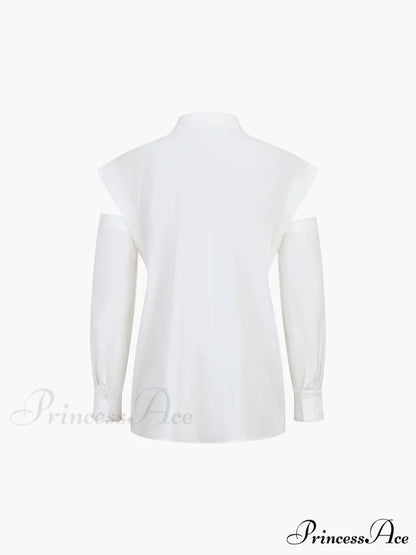Button Down Cutout Trendy Long Sleeve Shirt