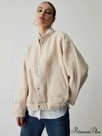 Button Down Double Trendy Pockets Bomber Jacket
