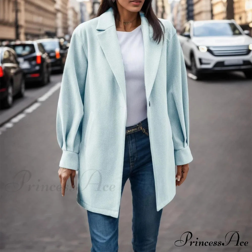 Button Down Fashion Dressy Long Sleeve Pockets Tops Mid Length Chic Stylish Elegant Fashionable Versatile Jacket Light