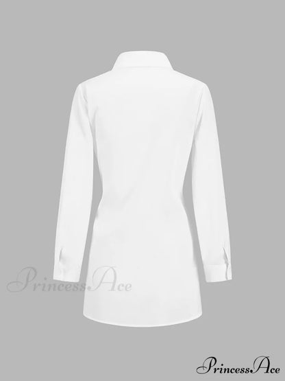 Button Down Graceful Tied Long Shirt