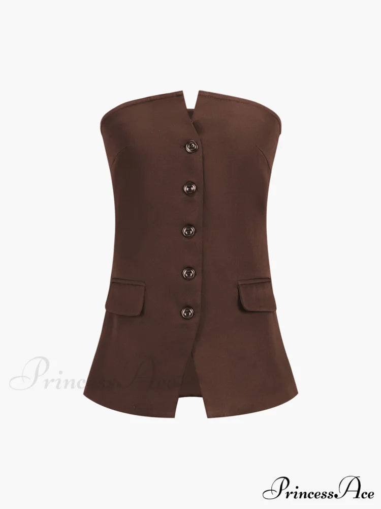 Button Down Graceful Tube Top