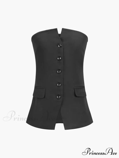 Button Down Graceful Tube Top