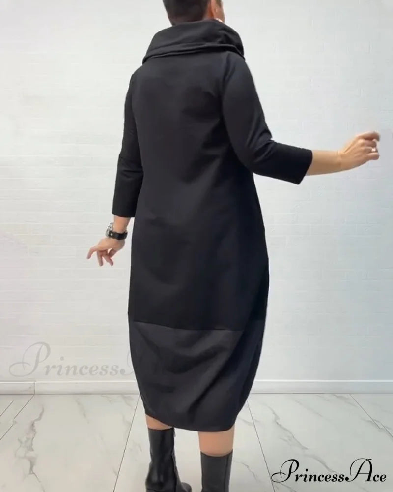 Button Drawstring Dress with Slit