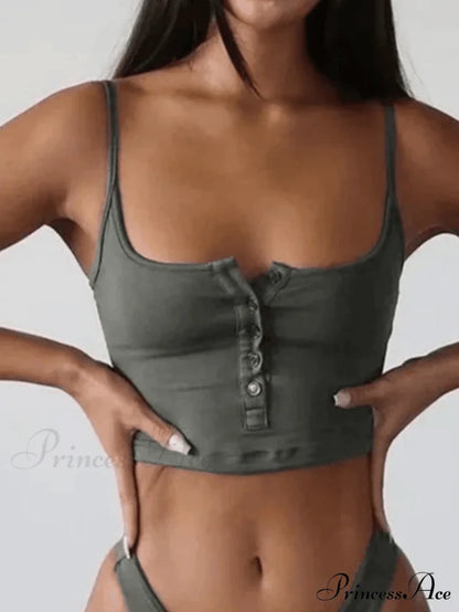 Button Front Graceful Corset Top