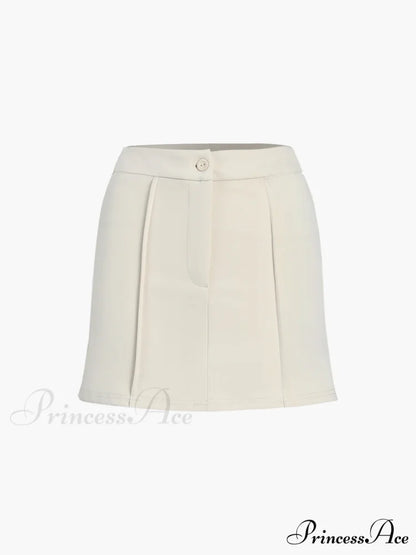 Button Front Halter Neck Backless Classic Vest Blazer With Skirt Set