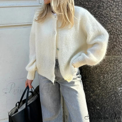 Button Up Airy Monochrome Cardigan cardigans-241228