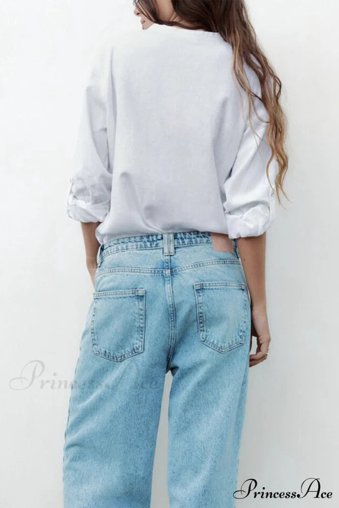 Button-Up Arm Pocket V-neck Roll-up Top White / L