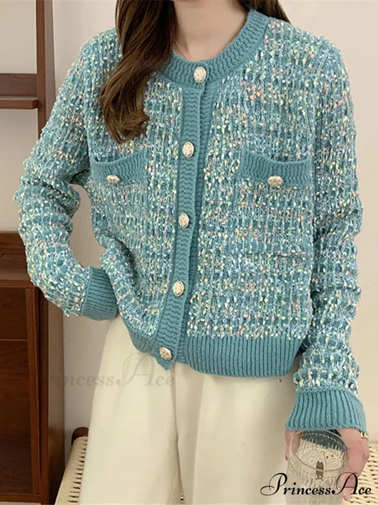 Button-Up Baggy Knit Korean Style Fall Winter Cardigan Green / One Size cardiagn-250126