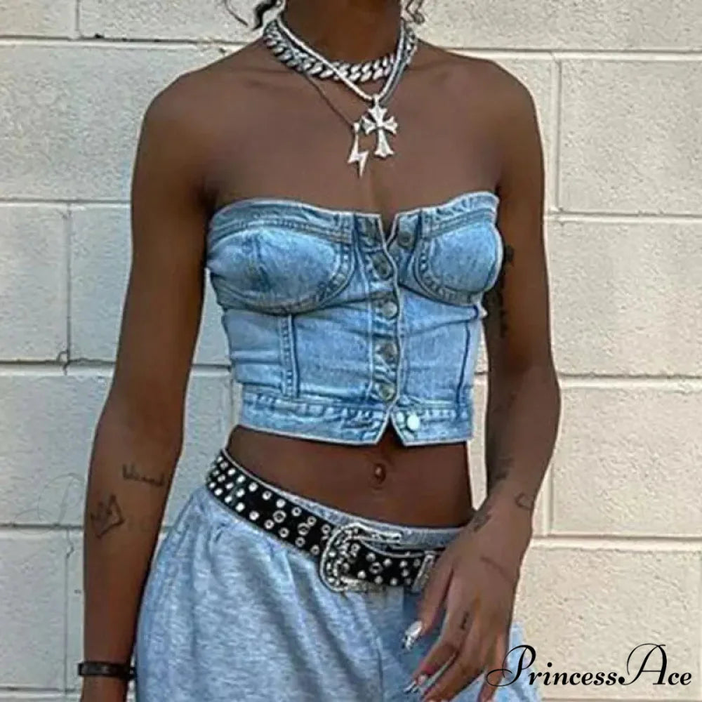 Button-Up Gathered Crop Top croptop-250223