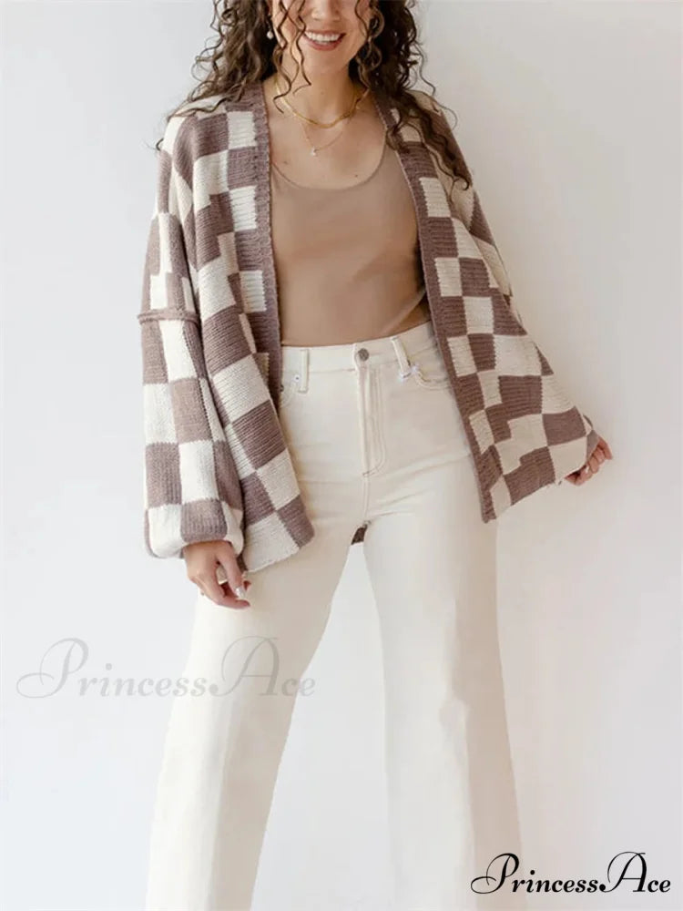 Button-Up Pullover Cardigan coffee / S cardigans-241228