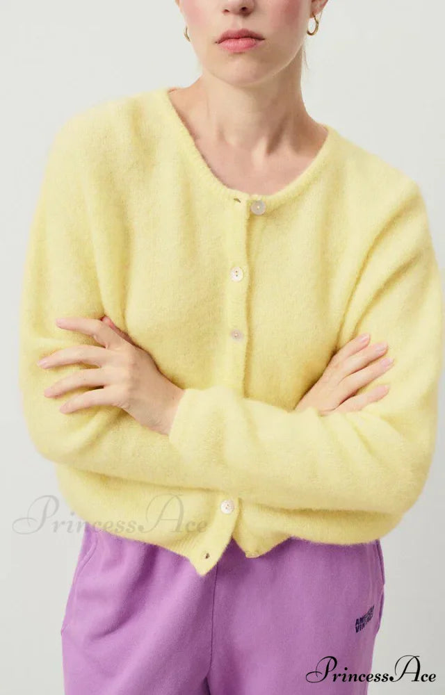 Button-Up Stylish Knitted Cardigan yellow / S cardigans-241228