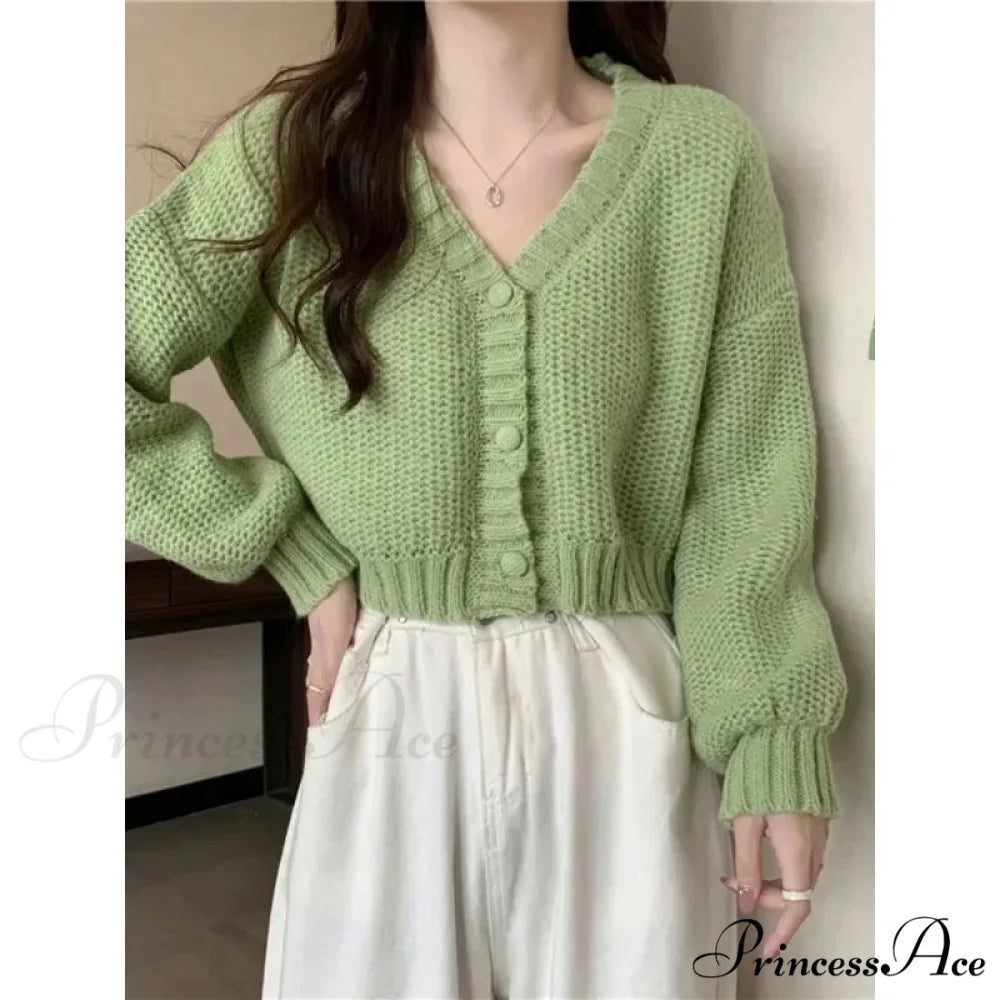 Button-Up V-Neck Charming Informal Knit Cardigan cardiagn-250126