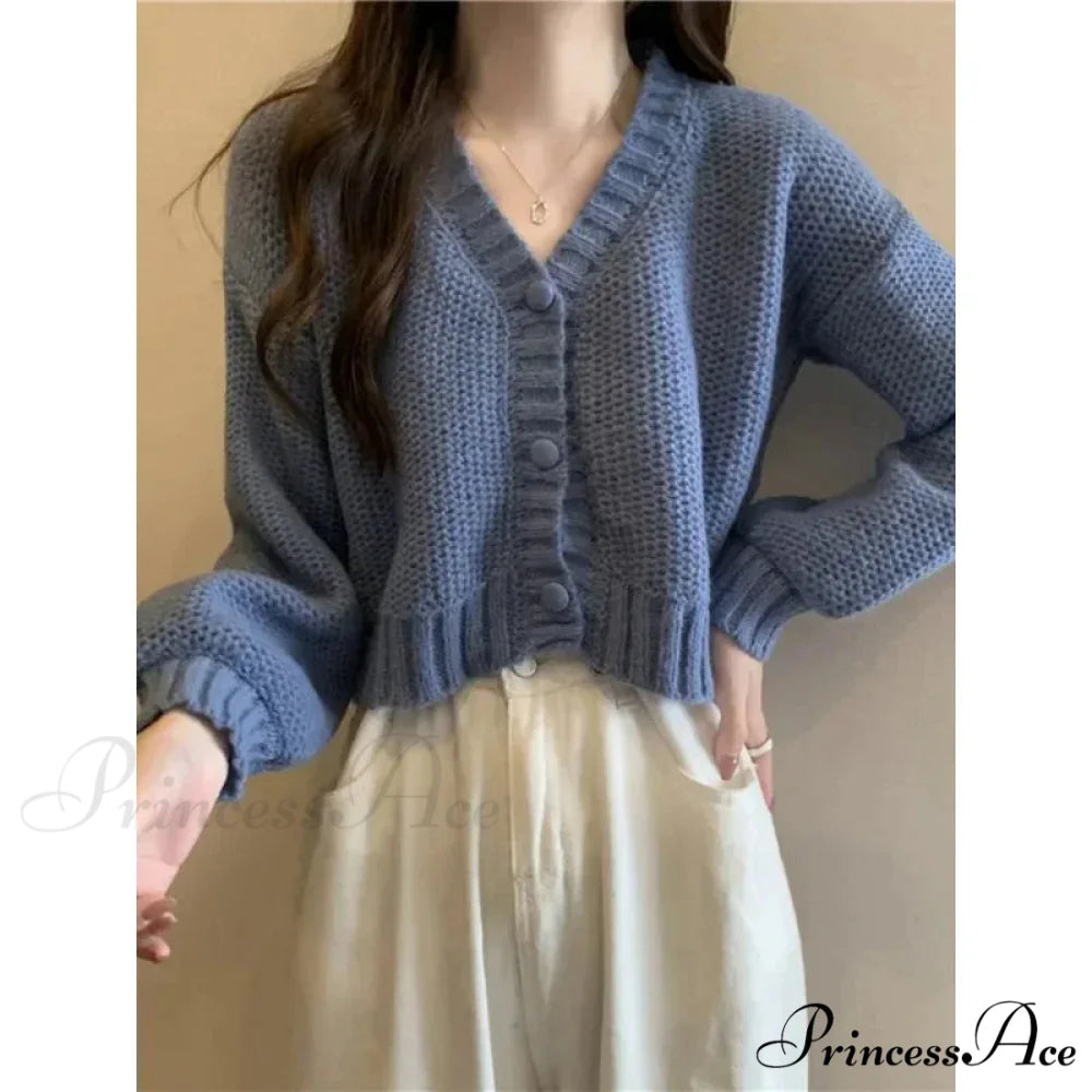 Button-Up V-Neck Charming Informal Knit Cardigan cardiagn-250126