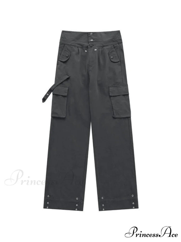 Buttoned Green Graceful Baggy Boyfriend Jeans