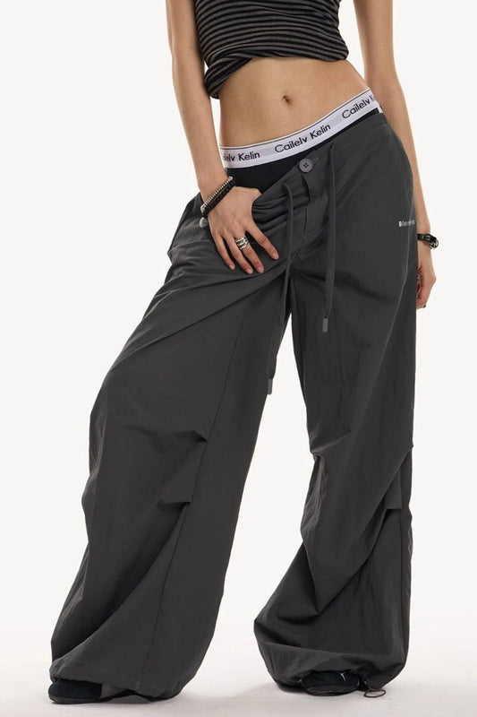 Y2K Retro Grey Military Cargo Pant