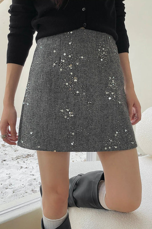 Crystal Bead Embellished Christmas Skirt