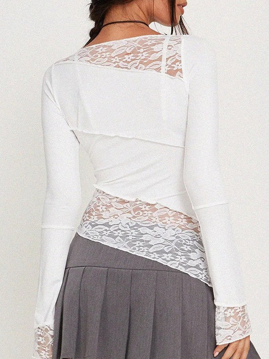 Vintage Slim Fit Floral Detail Long Sleeve Blouse