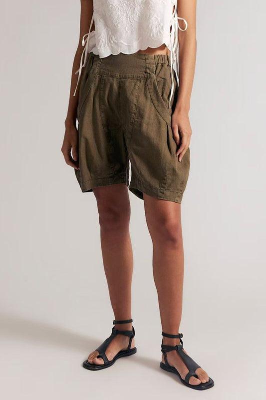 High Waist Utility Wide Leg Loose Fit Shorts