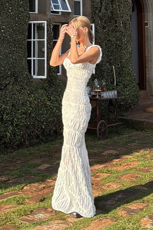 Textured Ruched Bodycon Maxi Dress