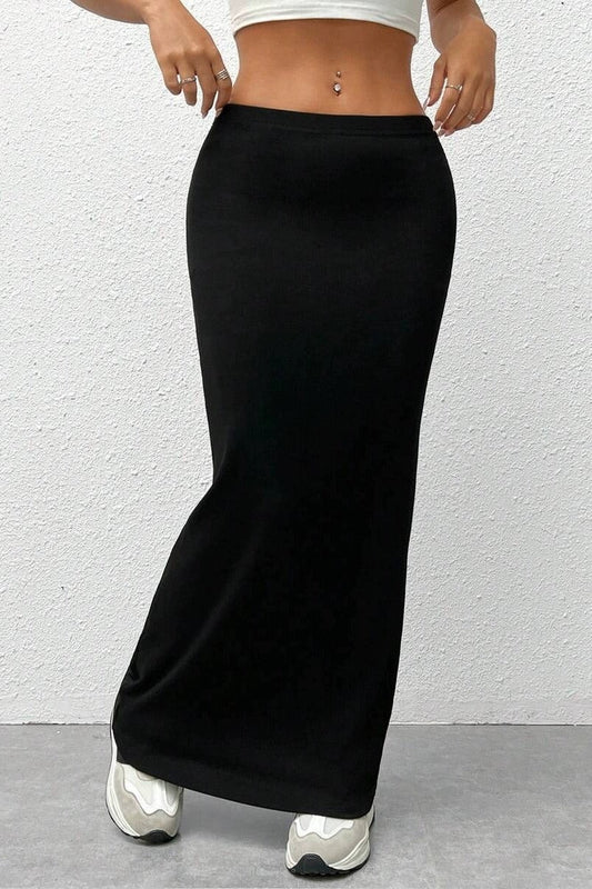 Solid Bodycon Maxi Skirt