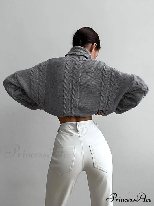 Cable Knit Graceful Turtleneck Oversized Sweater