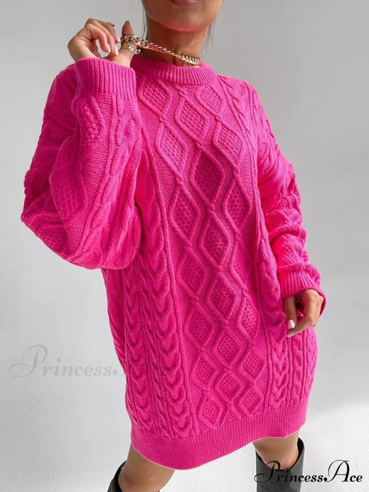 Cable Knit Leg Trendy Warmers With Flare Pink / S