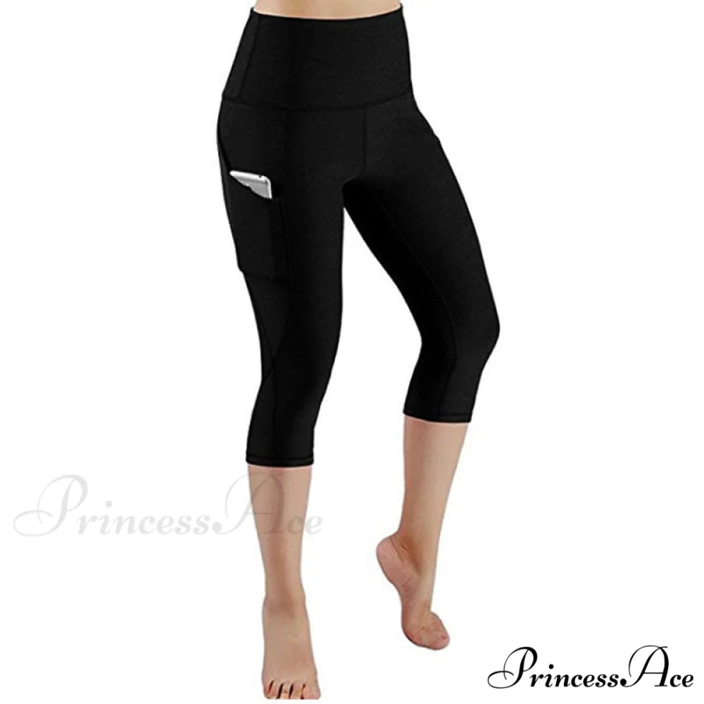Calf-length Sport leggings Capris Pants Capri Black / S