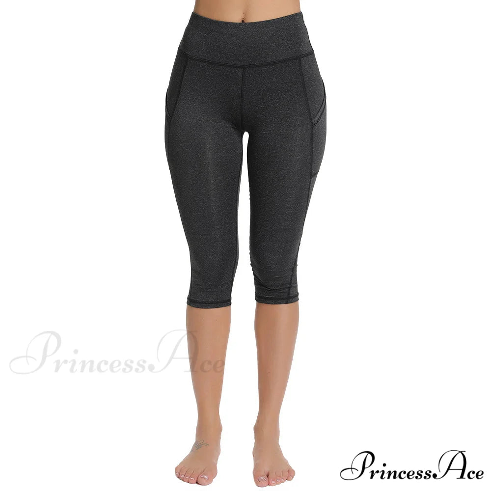 Calf-length Sport leggings Capris Pants Capri Dark gray / S