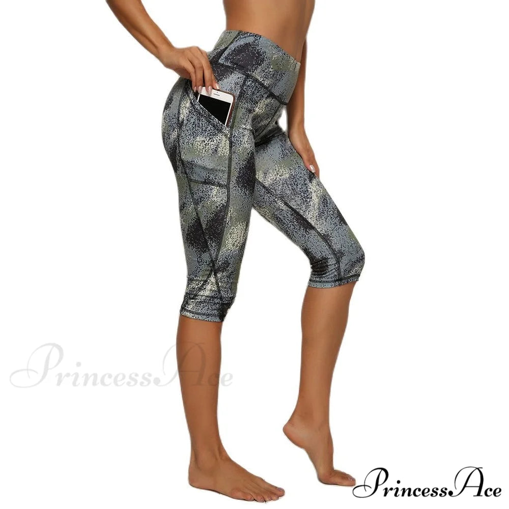 Calf-length Sport leggings Capris Pants Capri Gradient / S