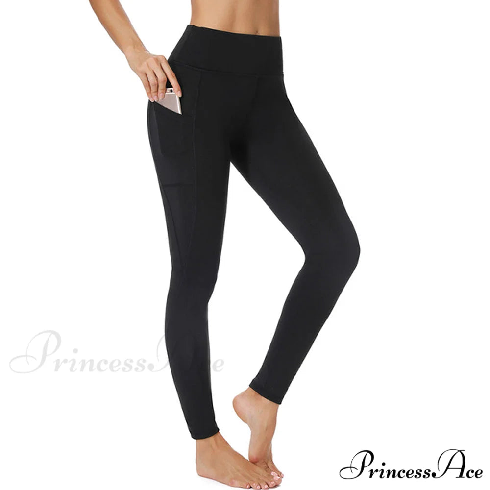 Calf-length Sport leggings Capris Pants Full Black / S
