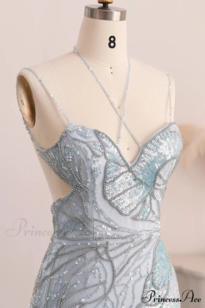 Calista Beaded Graceful Backless Maxi Dress