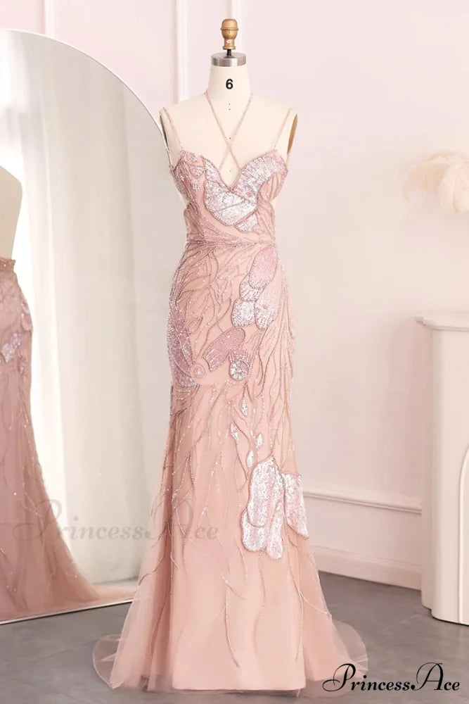 Calista Beaded Graceful Backless Maxi Dress