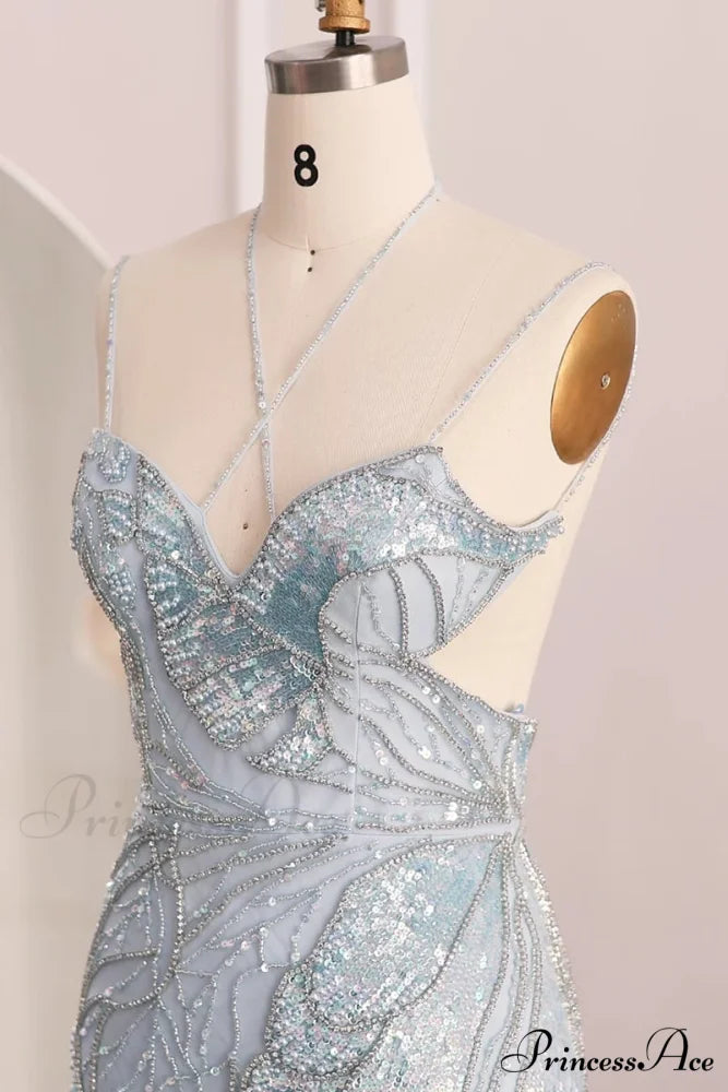 Calista Beaded Graceful Backless Maxi Dress