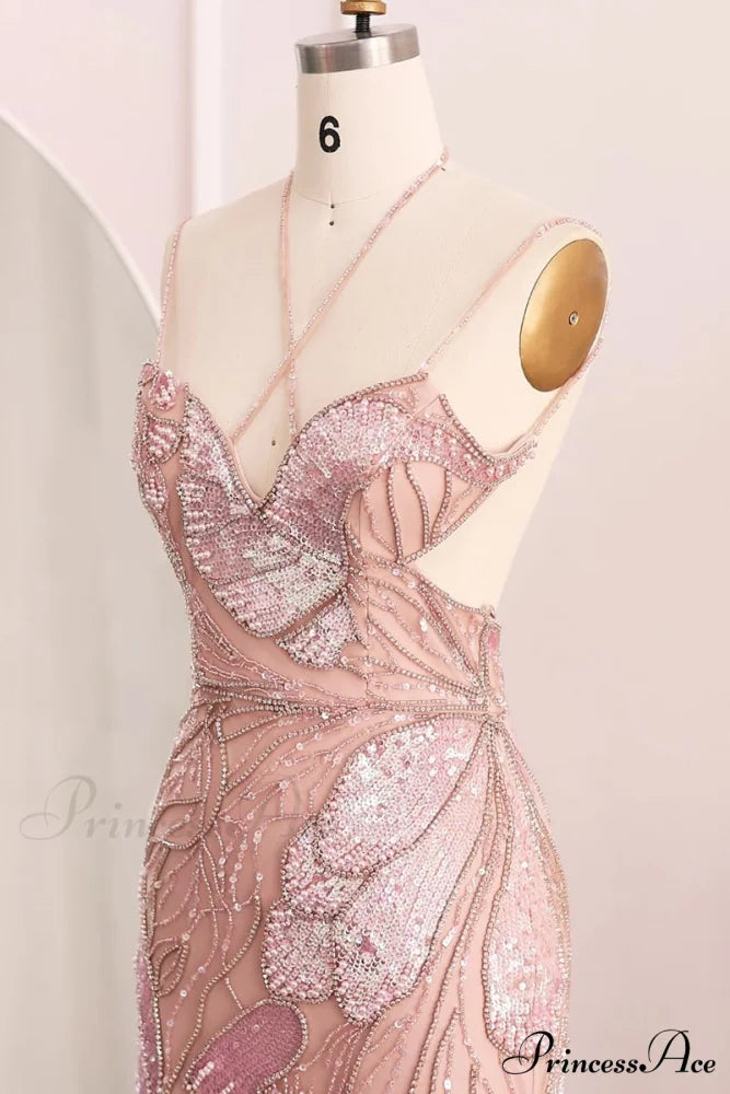 Calista Beaded Graceful Backless Maxi Dress