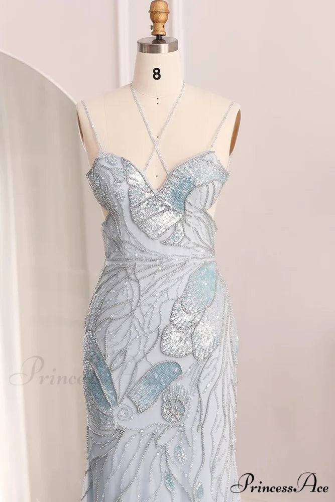 Calista Beaded Graceful Backless Maxi Dress