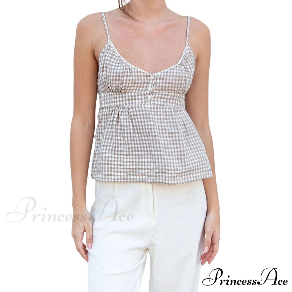 Cami Elegant Buttoned Top Gray / S