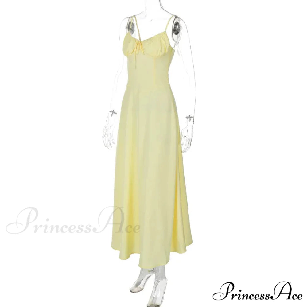 Cami Tie Up Charming Solid Maxi Dress