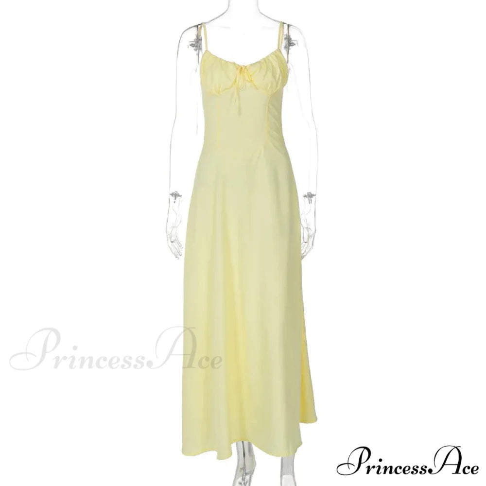 Cami Tie Up Charming Solid Maxi Dress